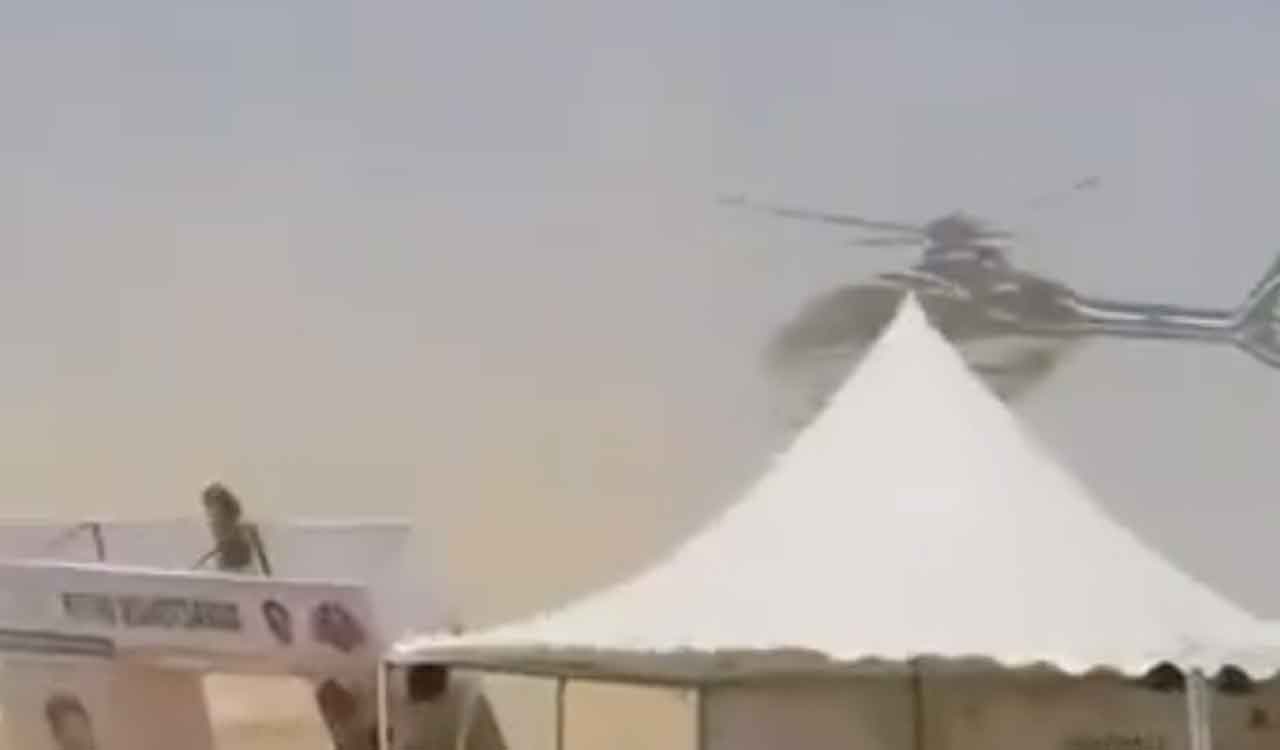 Watch: Chopper carrying Ministers damages stalls at Nizamabad Rythu Mahotsavam