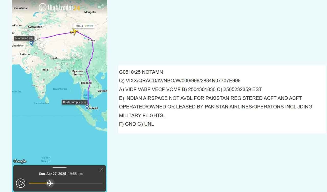 India closes airspace to Pakistani aircraft following Pahalgam attack