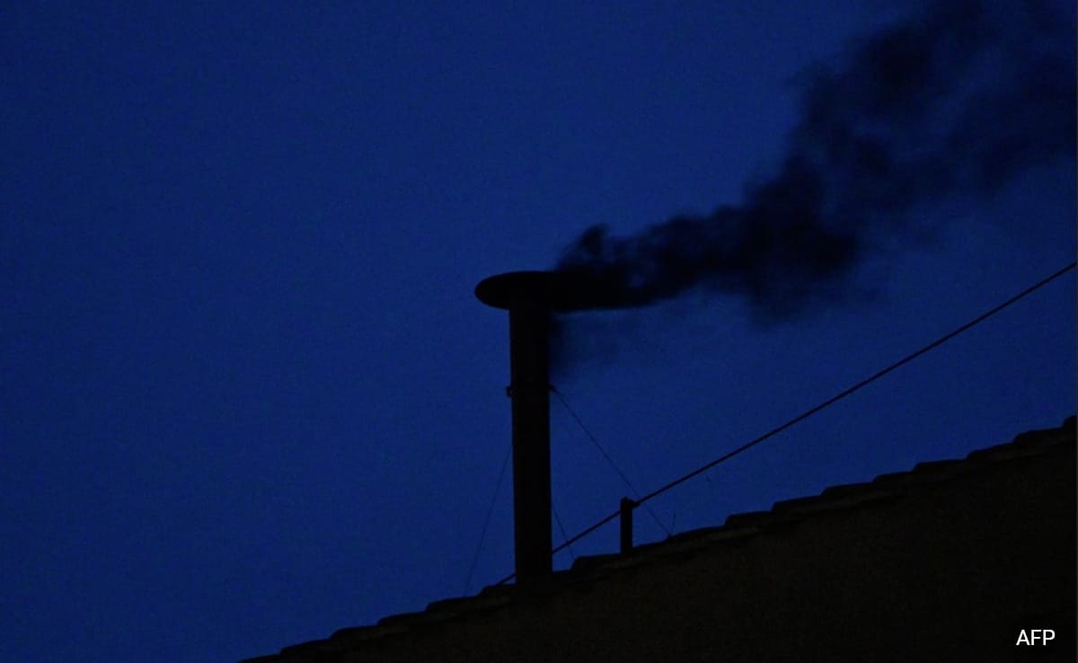 Black Smoke Billows From Sistine Chapel Chimney As Conclave Enters Day Two