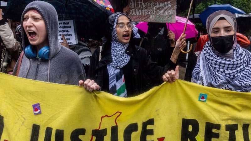 Pro-Palestine protesters say New York fashion gala ‘has blood on its hands’