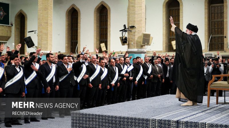 Leader receives group of workers for meeting