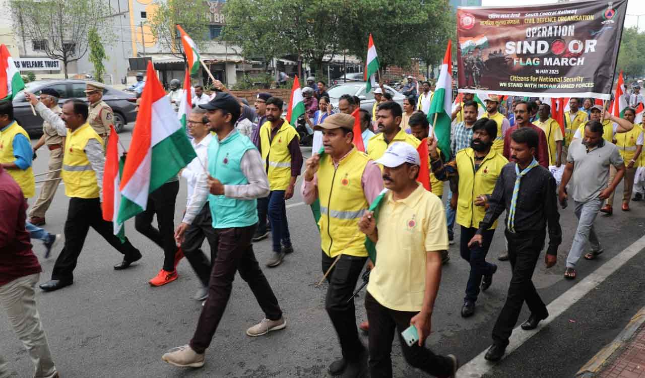 Hyderabad: Flag march carried out to mark success of Operation Sindoor