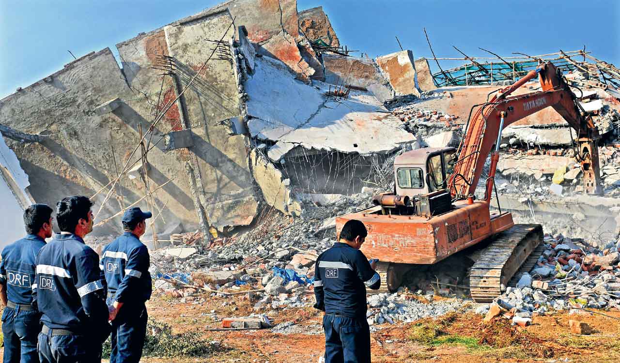 Hyderabad: Tension prevails at Hafiz Babanagar after demolition drive by HYDRAA teams