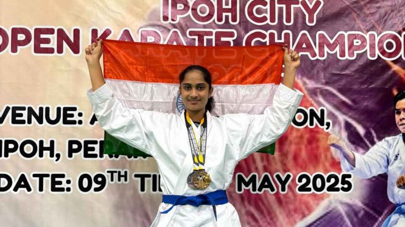 Student of Telangana Model School in Mutharam wins medals in international karate championship