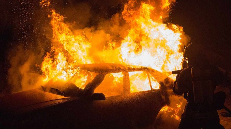 Hyderabad: Van gutted after hitting high-tension wire in Santoshnagar