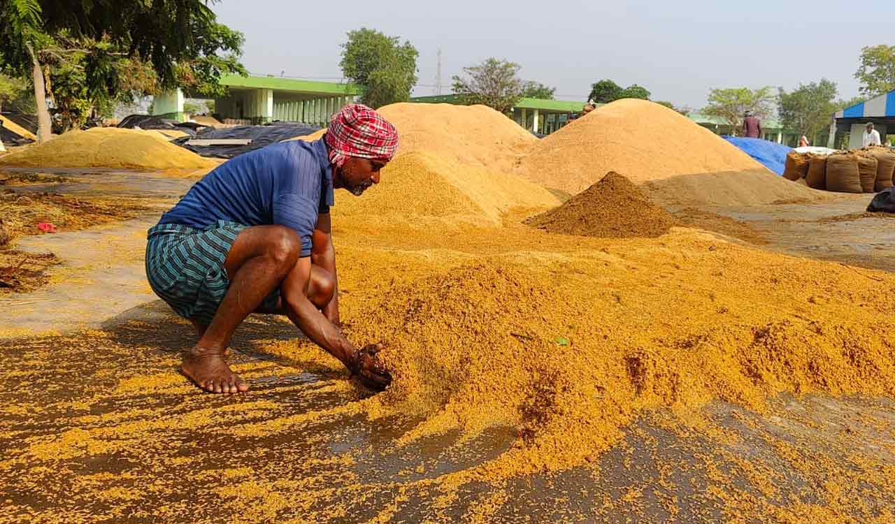 Drying paddy on roads turn into death traps for motorcyclists in Telangana’s Karimnagar