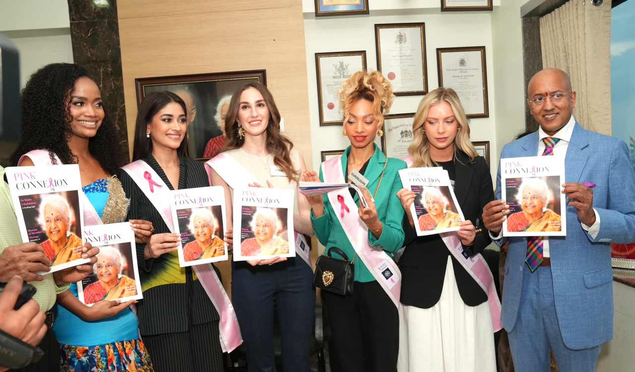 Miss World contestants visit KIMS-Ushalakshmi Centre for Breast Diseases in Hyderabad