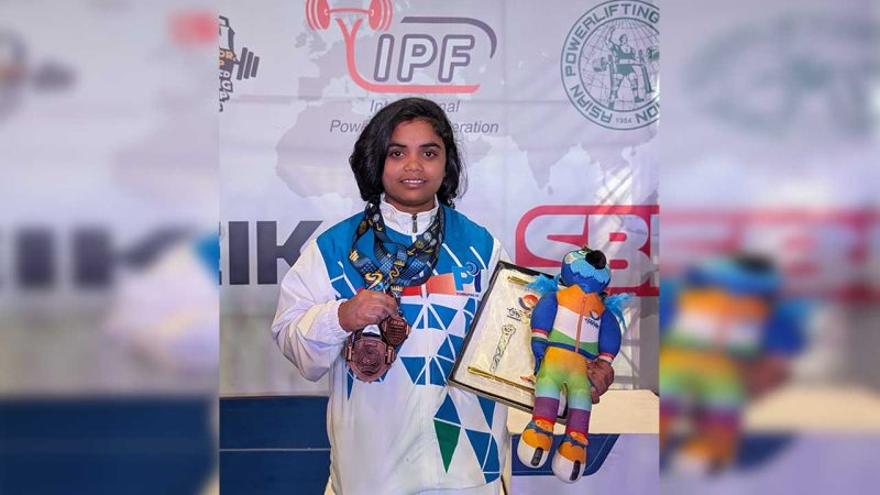 Karimnagar powerlifter Sirichandana wins brone in Asian powerlifting championship