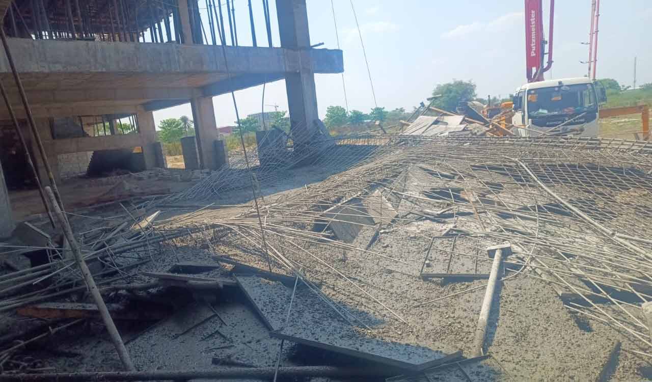 Telangana: Four labourers injured as under construction building collapsed on them in Tellapur