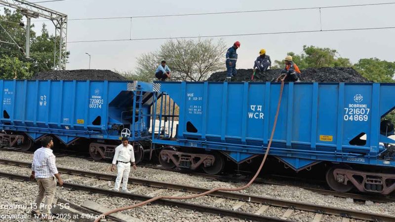 Coal-laden goods train catches fire in Medak