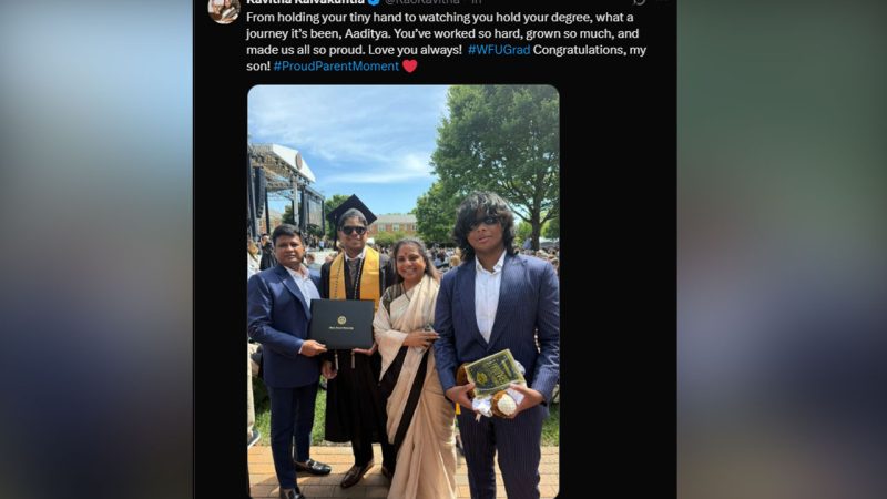 BRS MLC Kavitha attends her son’s graduation ceremony in US