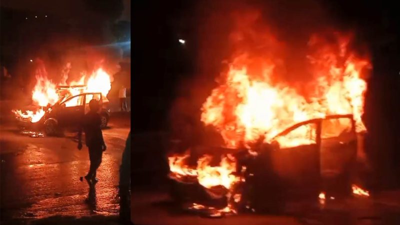 Watch: Driver escapes unhurt as moving car catches fire in Hyderabad