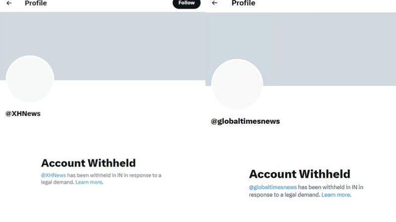 China’s Global Times, Xinhua X-accounts blocked in India