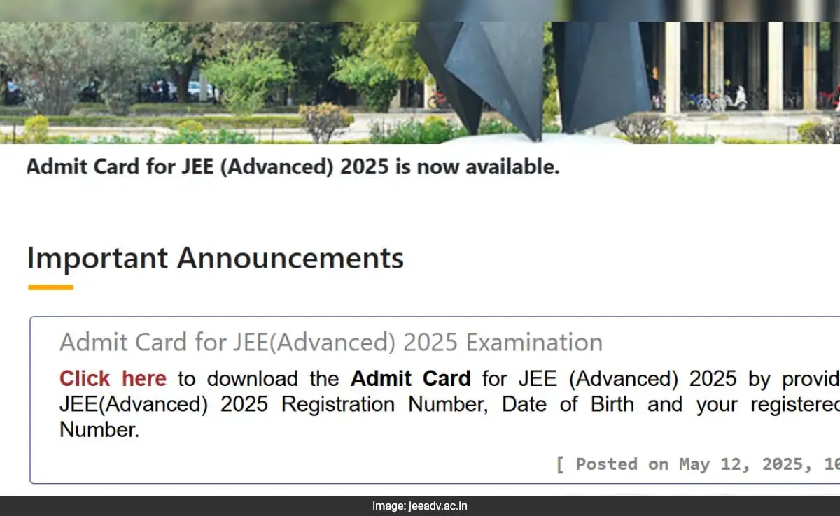 JEE Advanced 2025 Admit Card Out, Here's Direct Link To Download