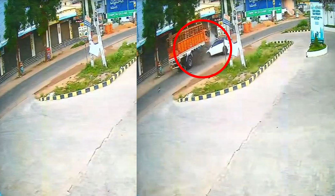 Watch: Three killed, one injured as their car rams into truck at Hyderabad’s Hayathnagar