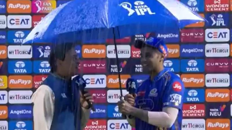 Watch: SKY Offers Umbrella To Bhogle Amid Heavy Rain. Internet In Awe