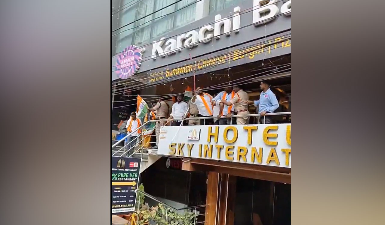 BJP workers protest in front of Karachi Bakery, demand name change