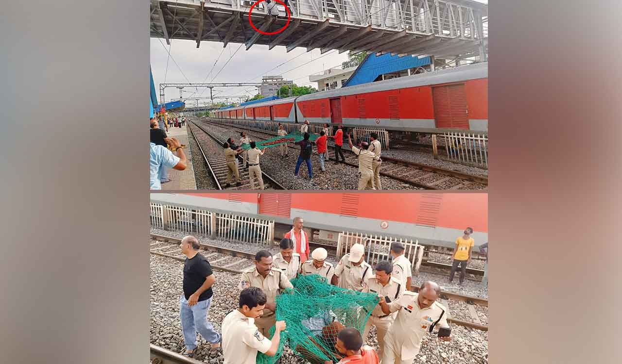 Drunken labourer creates chaos at Khammam railway station, rescued after tense 90-minute drama